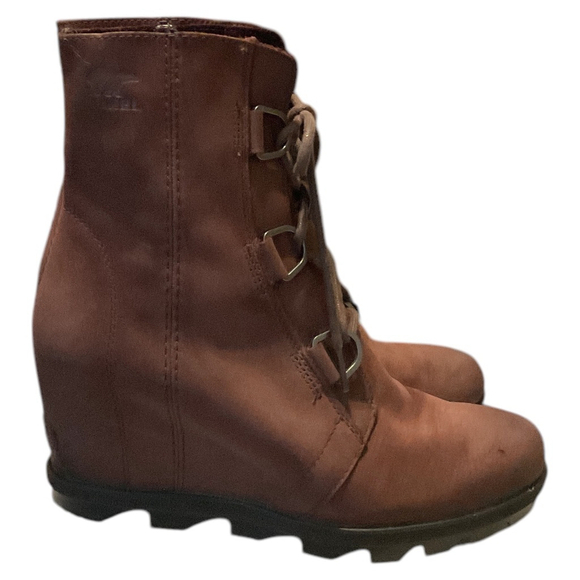 Sorel Joan of Arctic Wedge Mid brown nubuck suede lace up ankle Boots US 9.5 - Picture 3 of 11